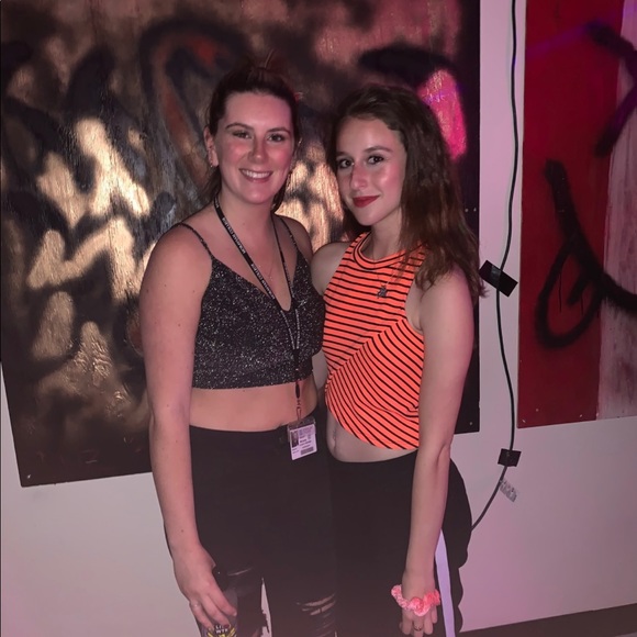BLVD Orange and Black Striped Crop Top - Picture 5 of 5